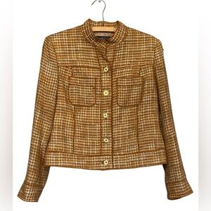 Kasper Warm Brown Tweed Blazer with Tailored Silhouette Size 10P